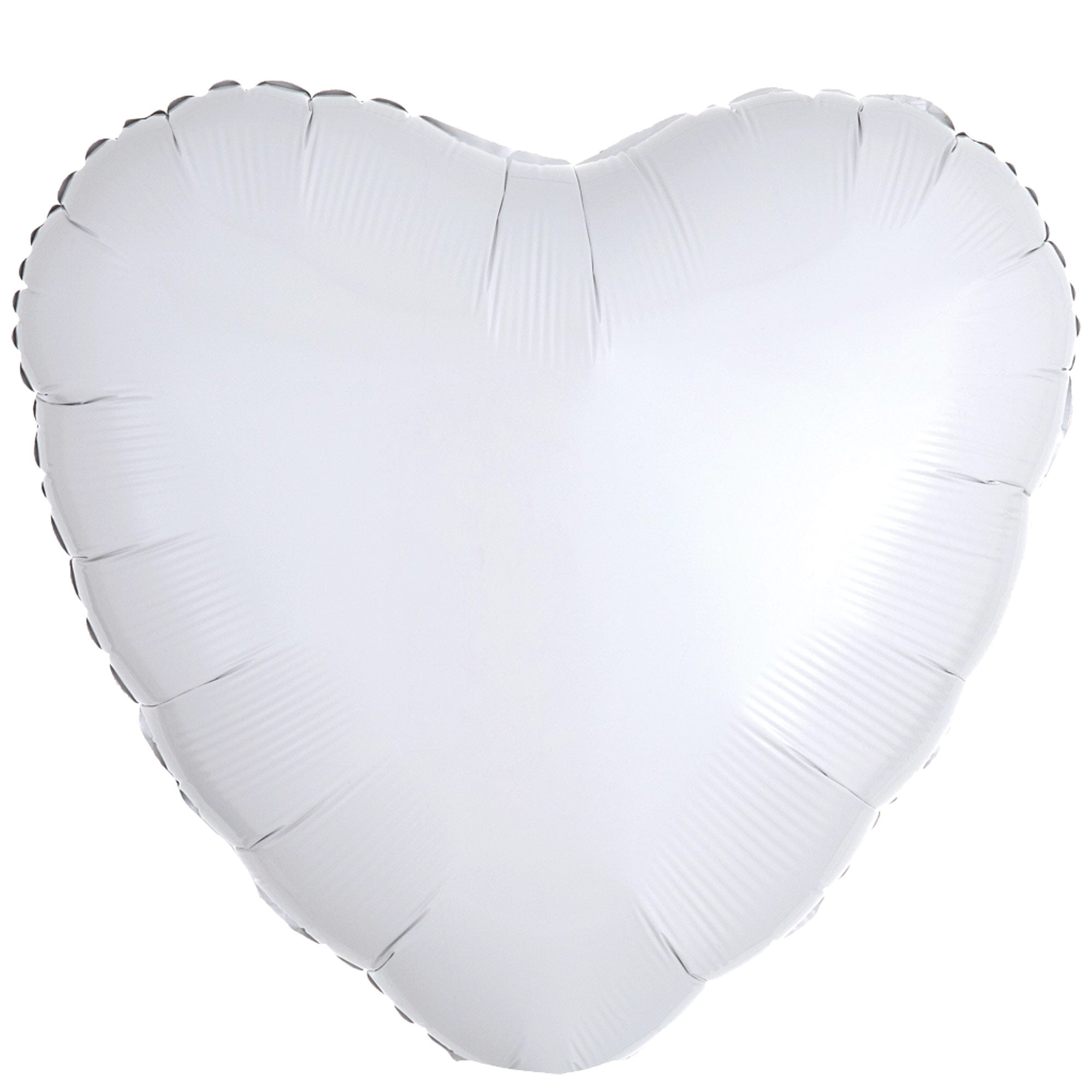 Opaque White Mettallic Heart Foil Balloon 18in