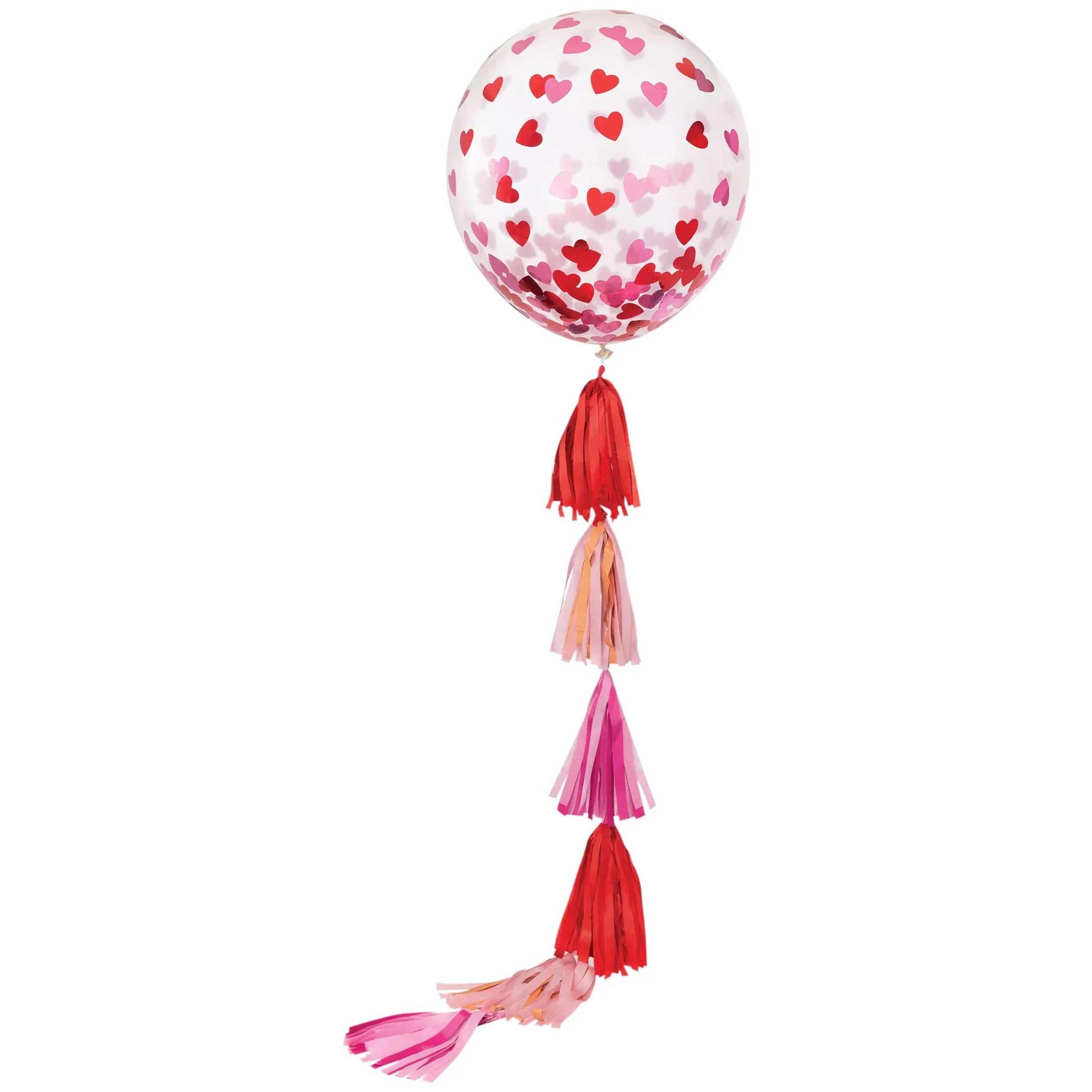 Assembled Valentine Latex Balloon w/Confetti & Tassel Tail