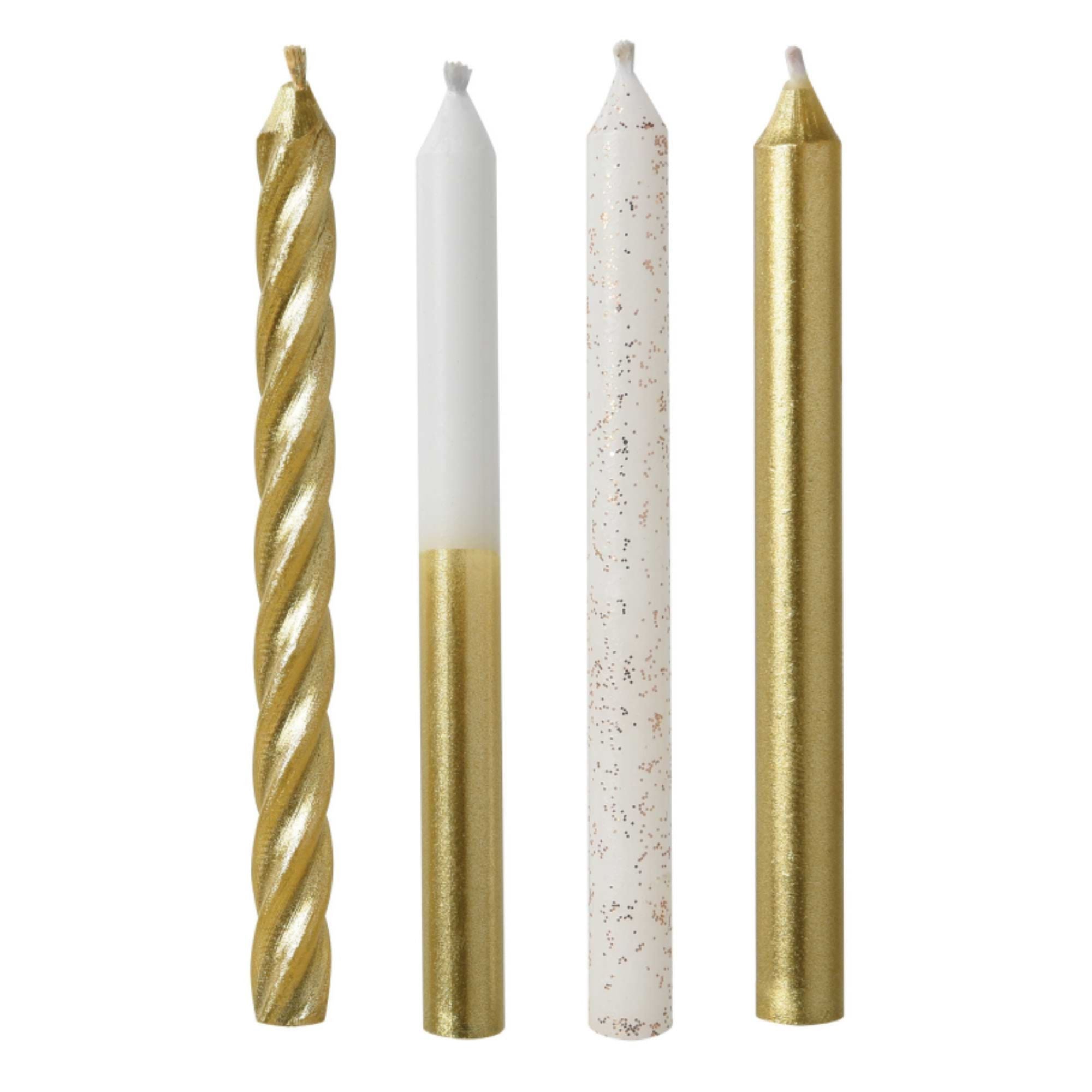 Gold Metallic Mix with Glitter Candles 3in,12pcs