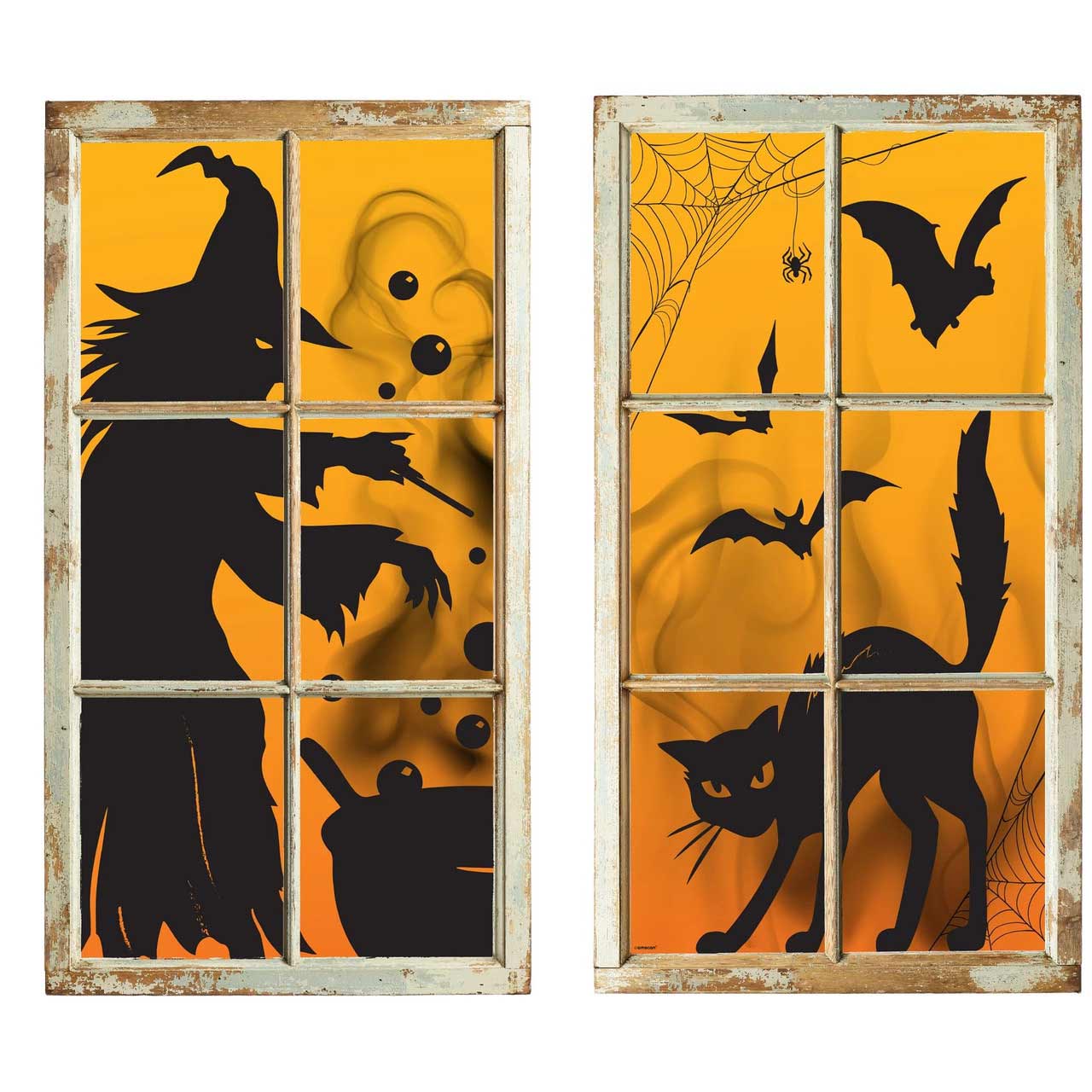 Halloween Witch & Cat Window Silhouettes Decoration