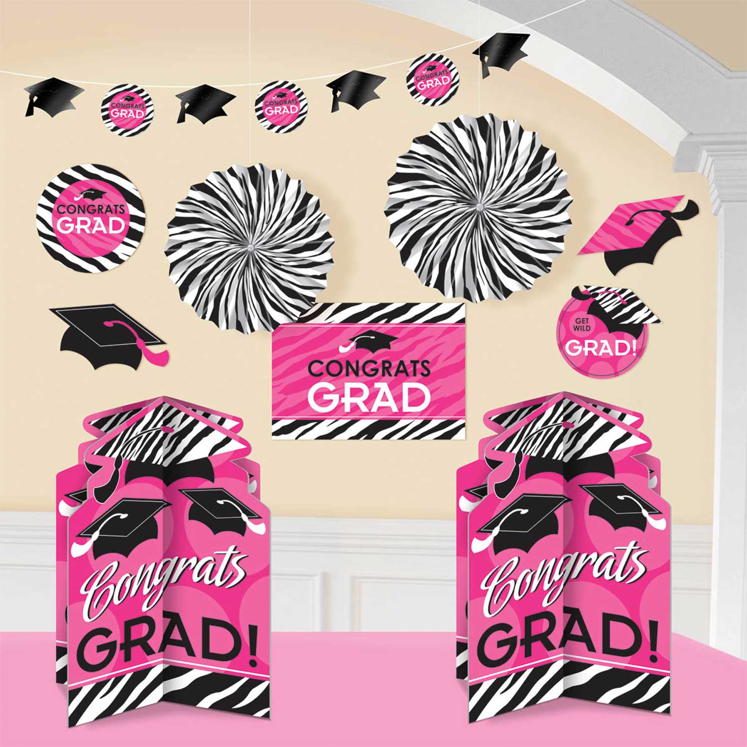 Graduation Pink And Black Decorating Kit