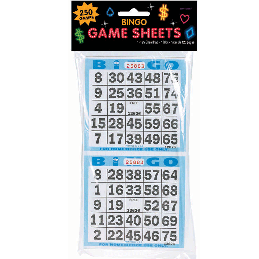 Bingo Game Sheets 8 x 4in, 125pcs