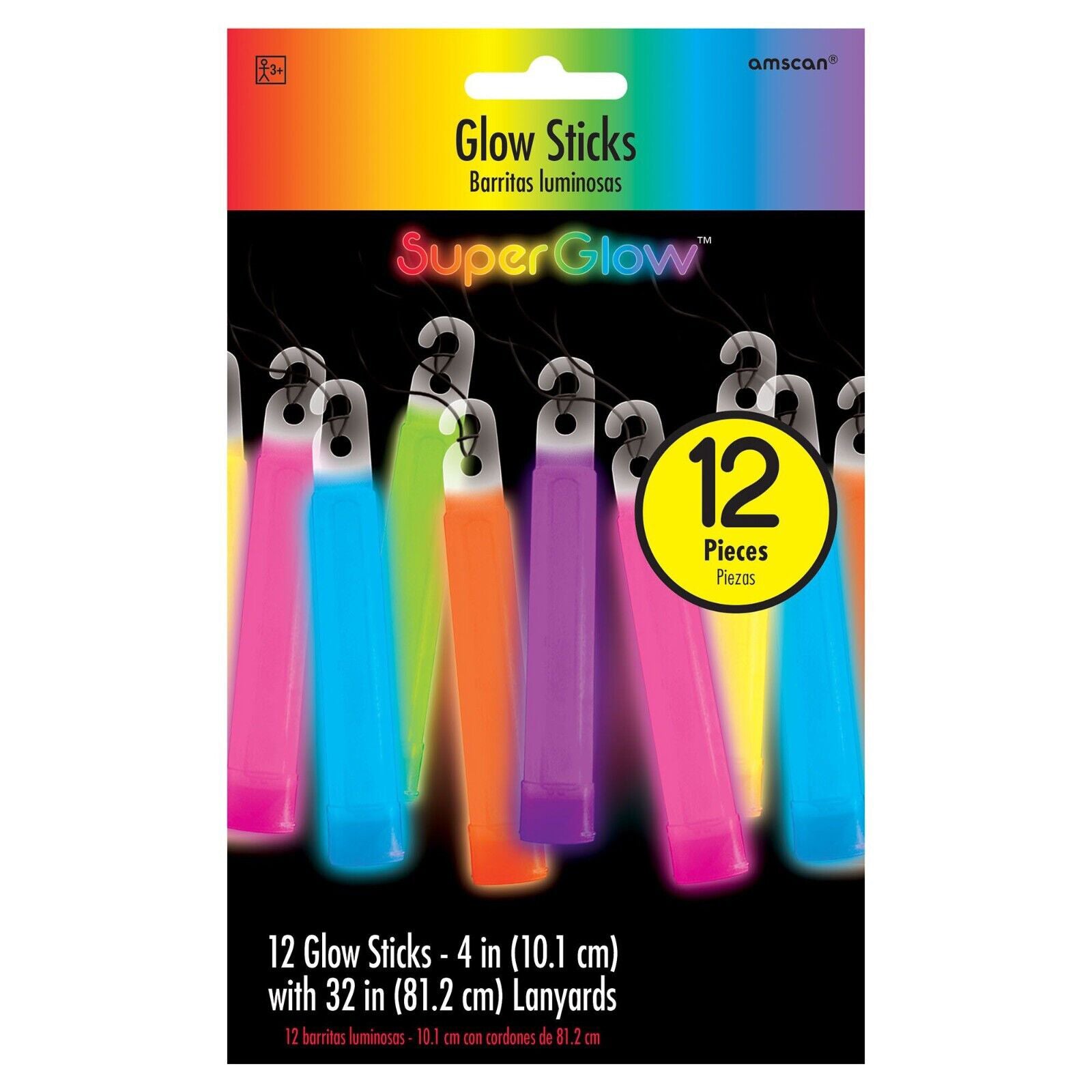 Multicolour Glow Stick Necklaces 4in 12pcs