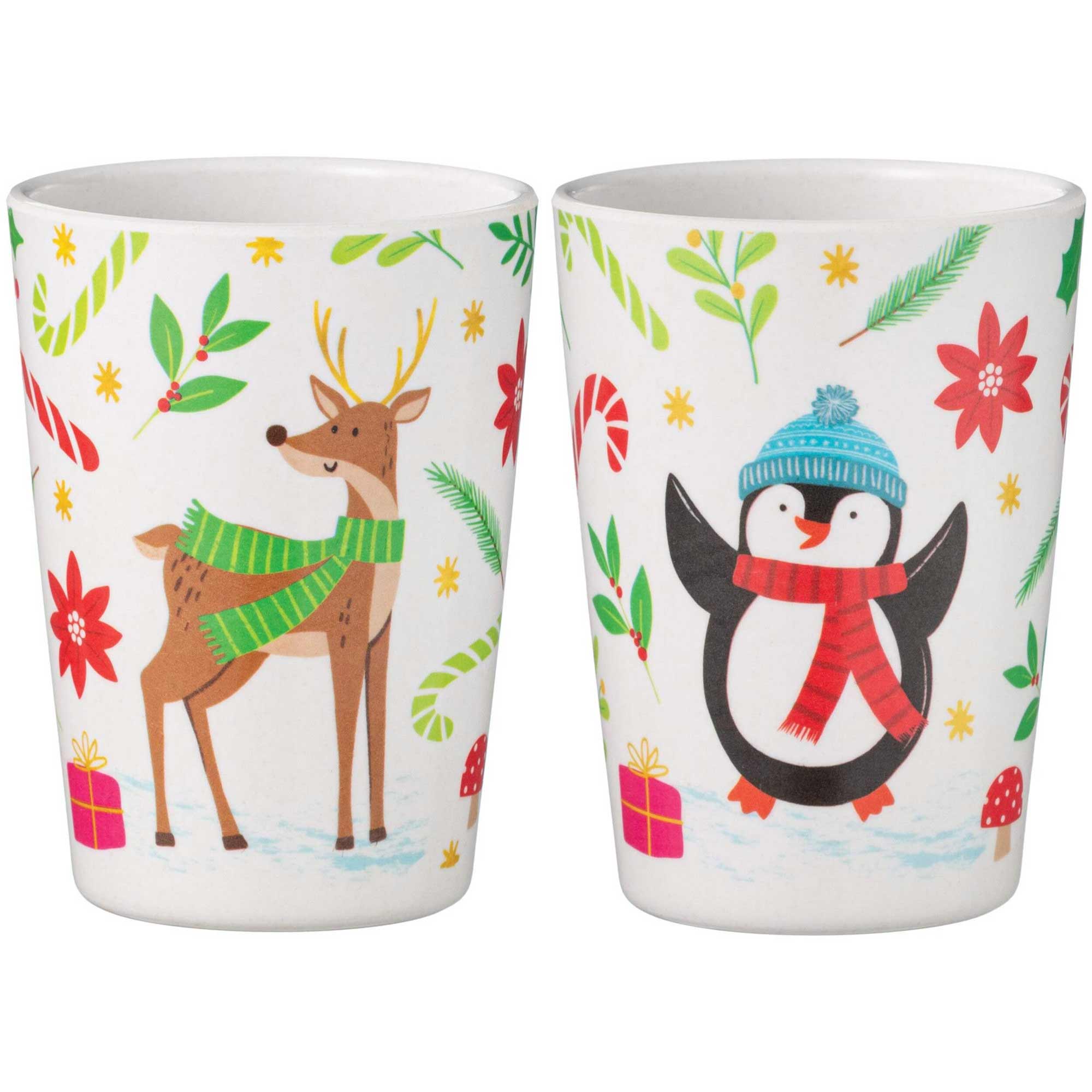 Reindeer & Penguin Plastic Cup 7.5oz