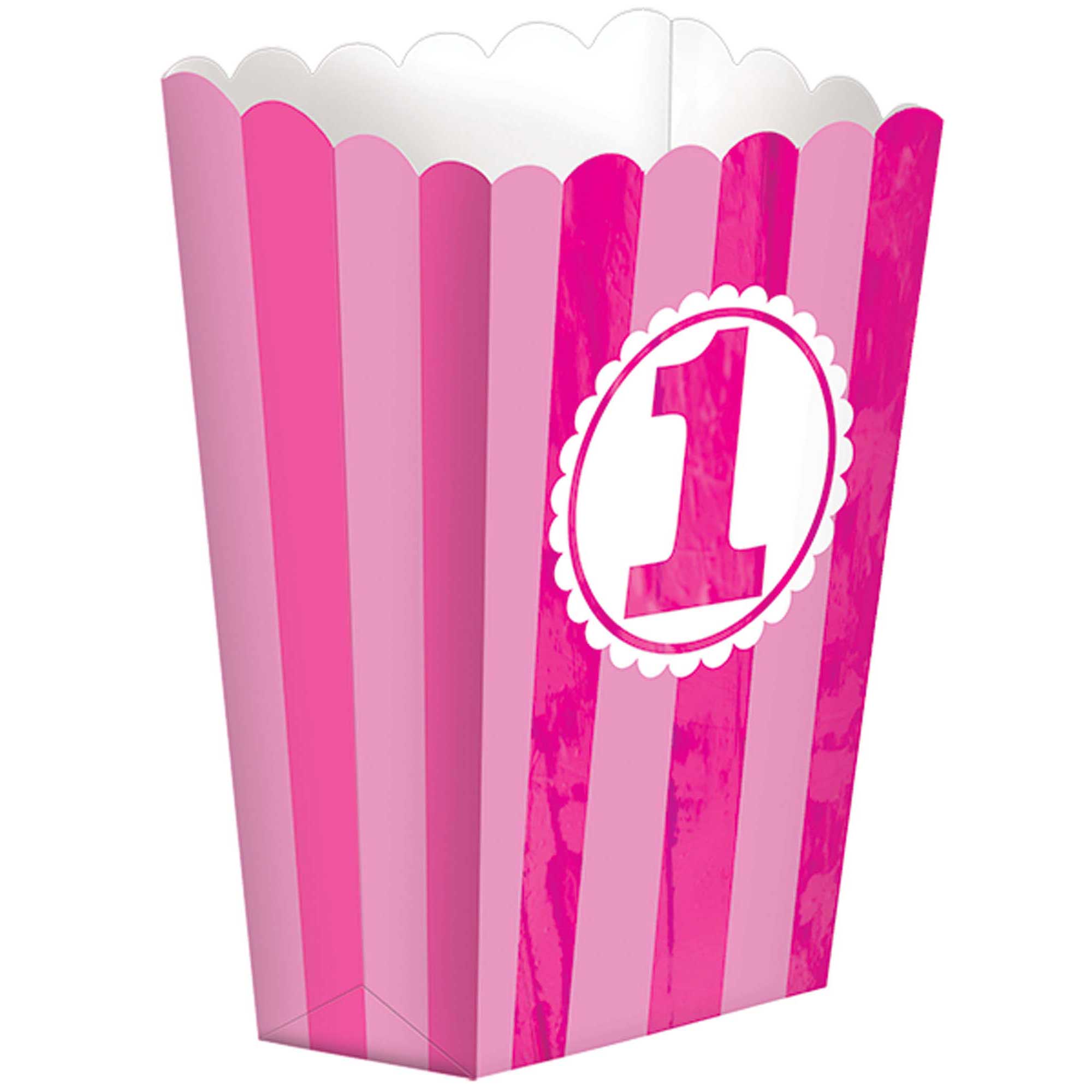 1st Birthday Girl Small Popcorn Boxes 5pcs