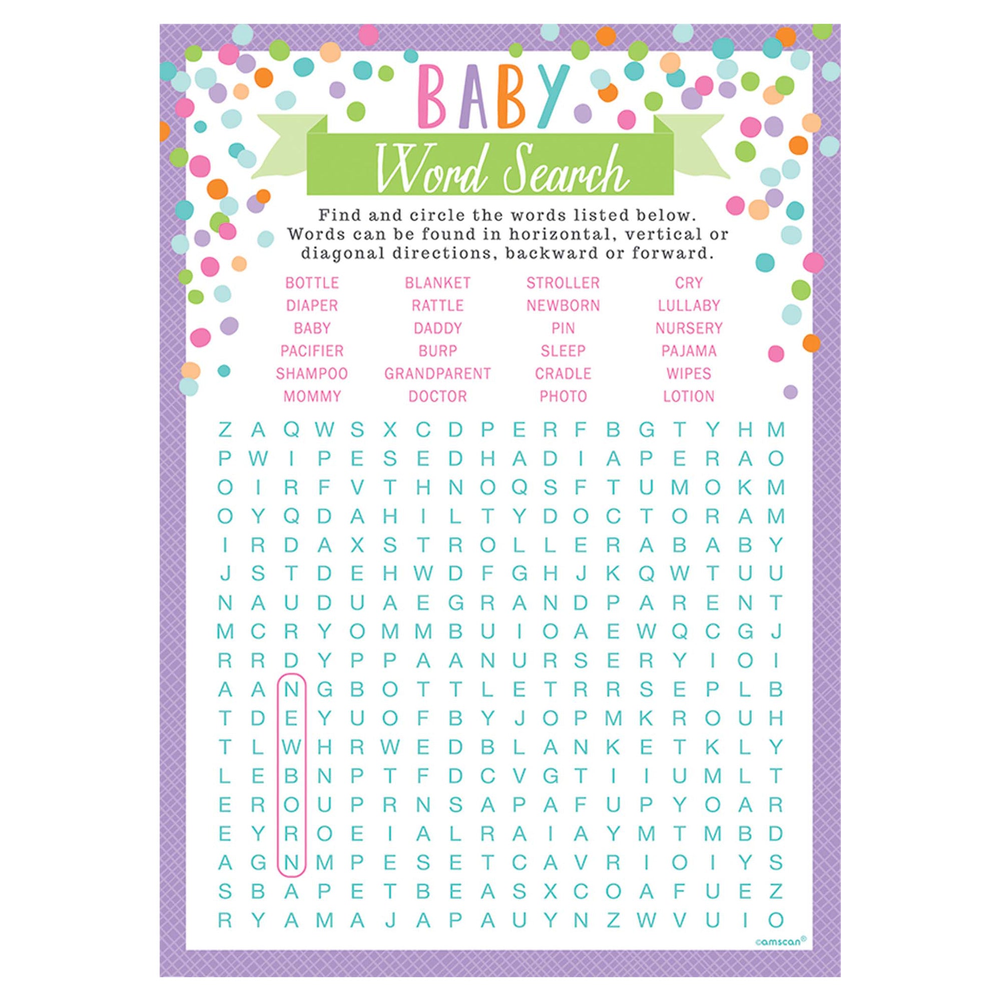 Baby Shower Word Games