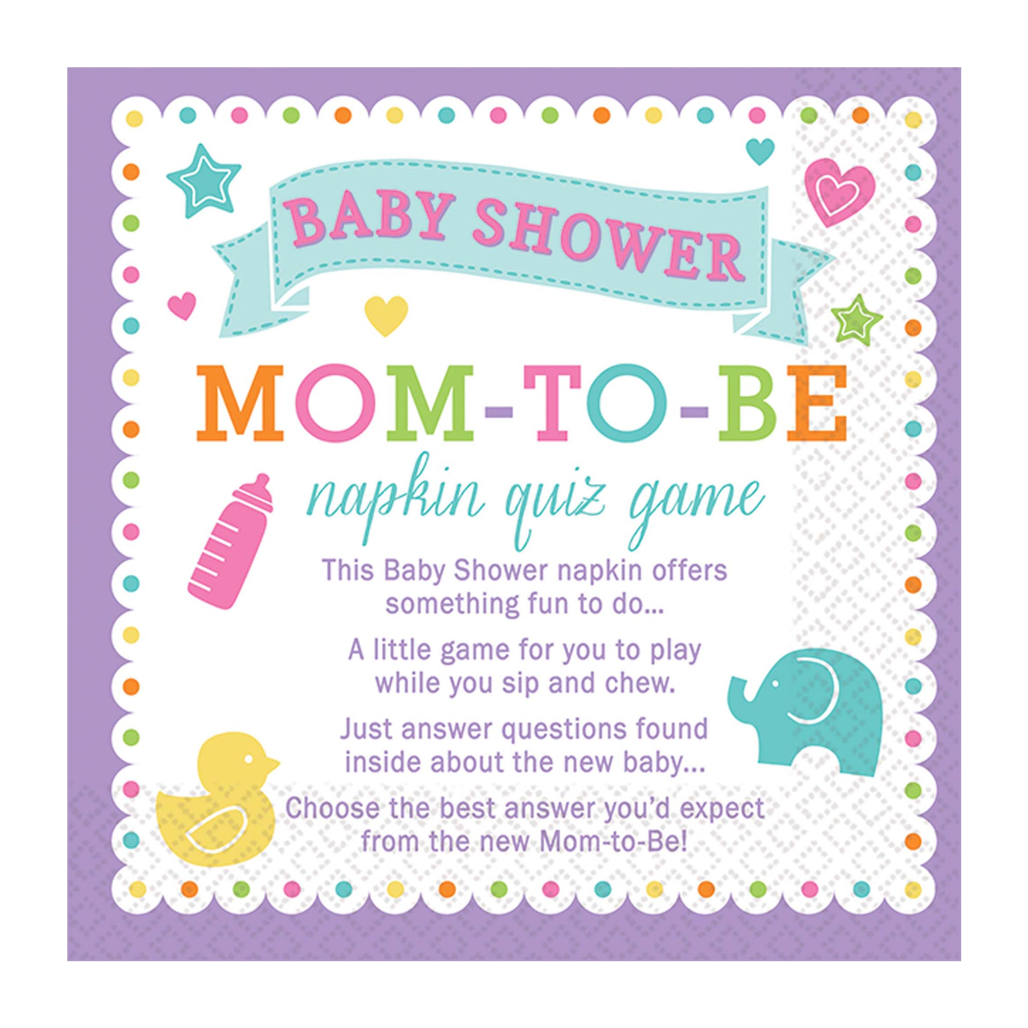 Baby Shower Trivia Napkins