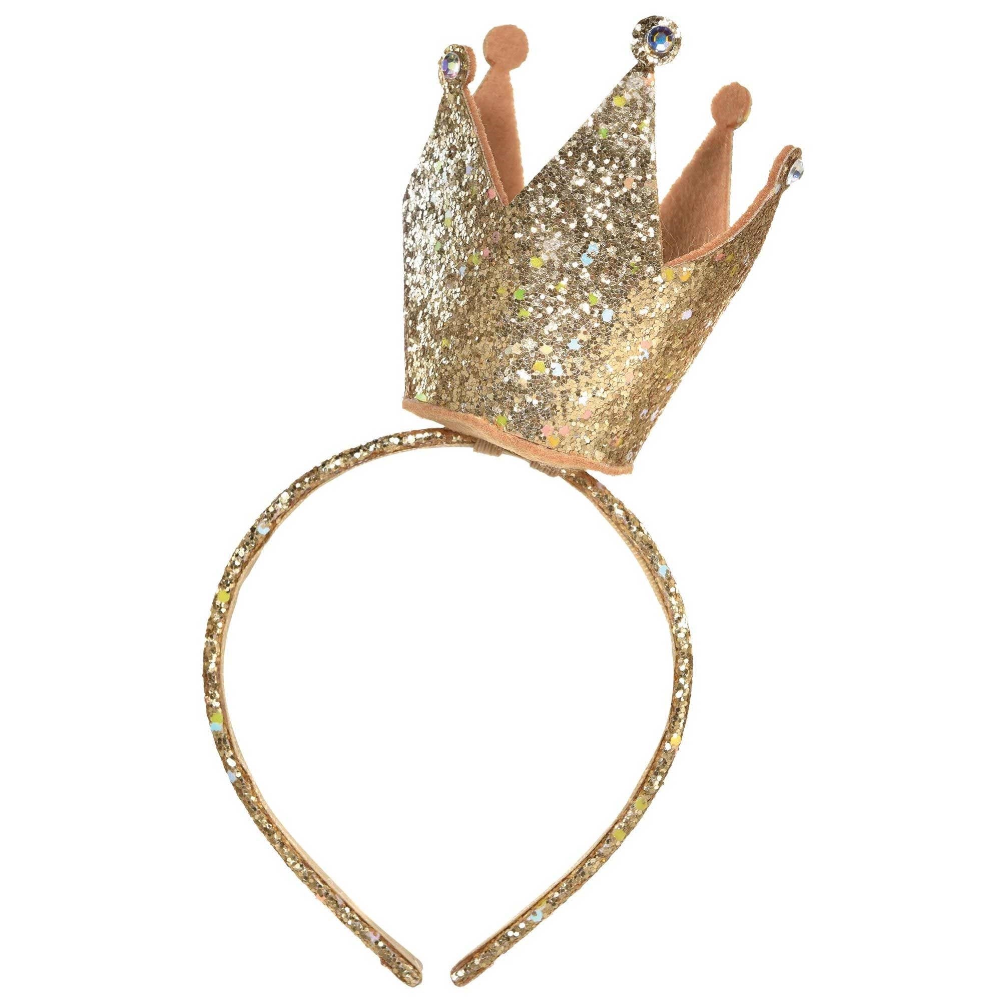 Gold with Glitter Birthday Crown Headband 9in