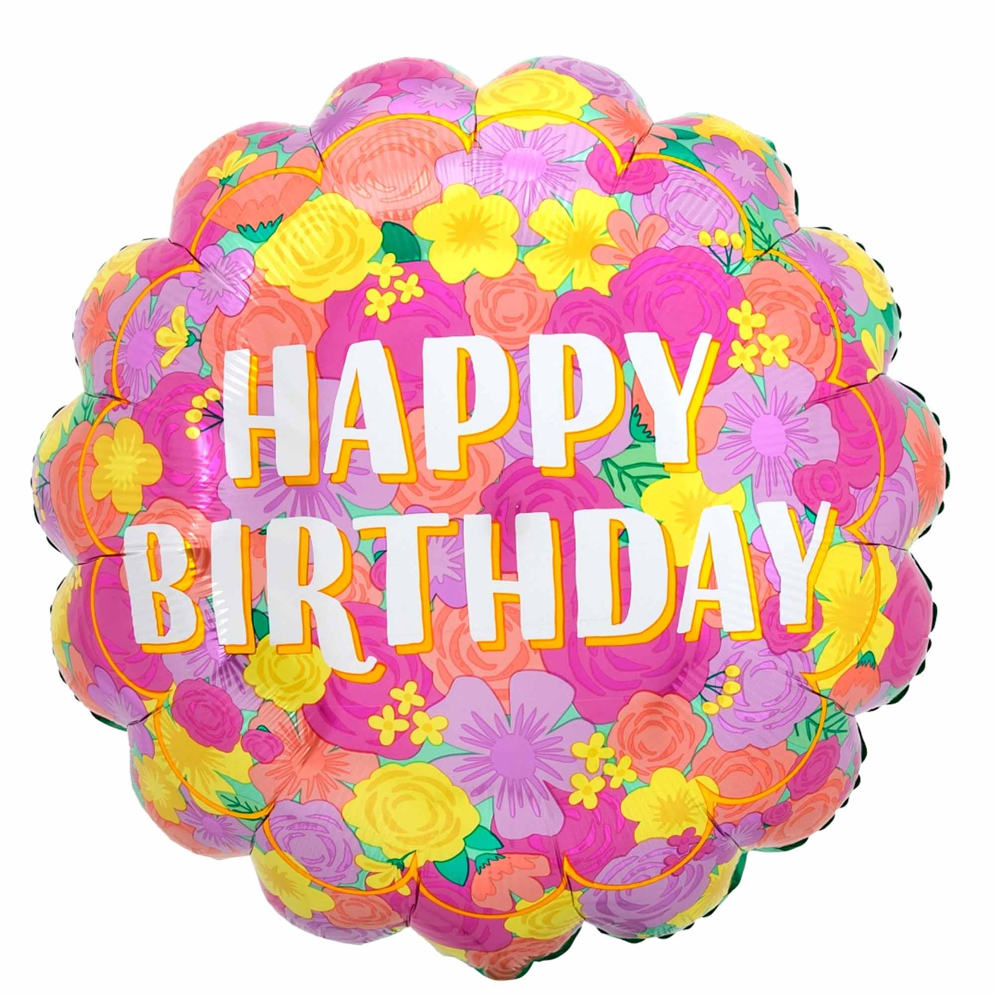 Happy Birthday Floral Fun Supershape Foil Balloon 28in