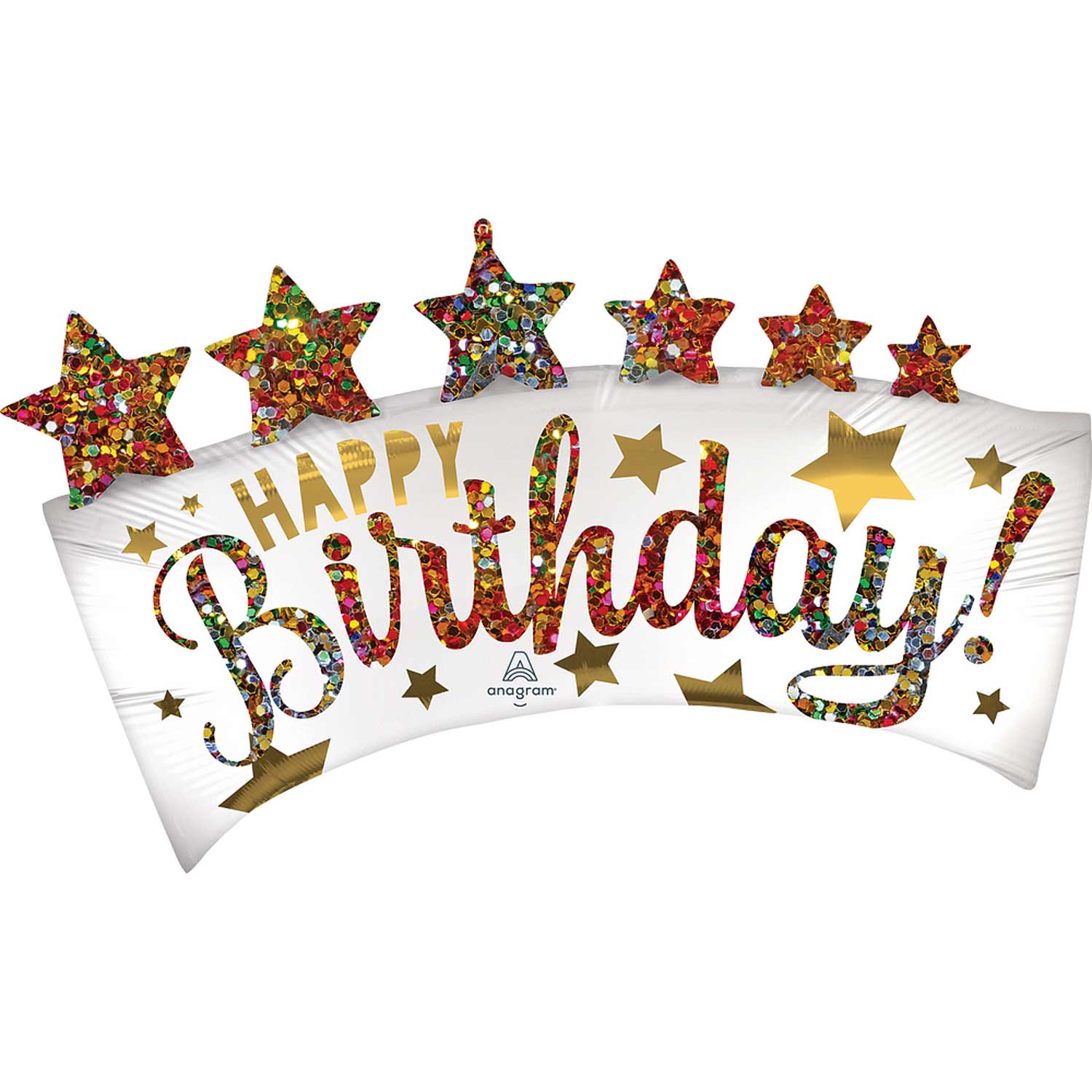 Happy Birthday Glitter Banner Foil Balloon