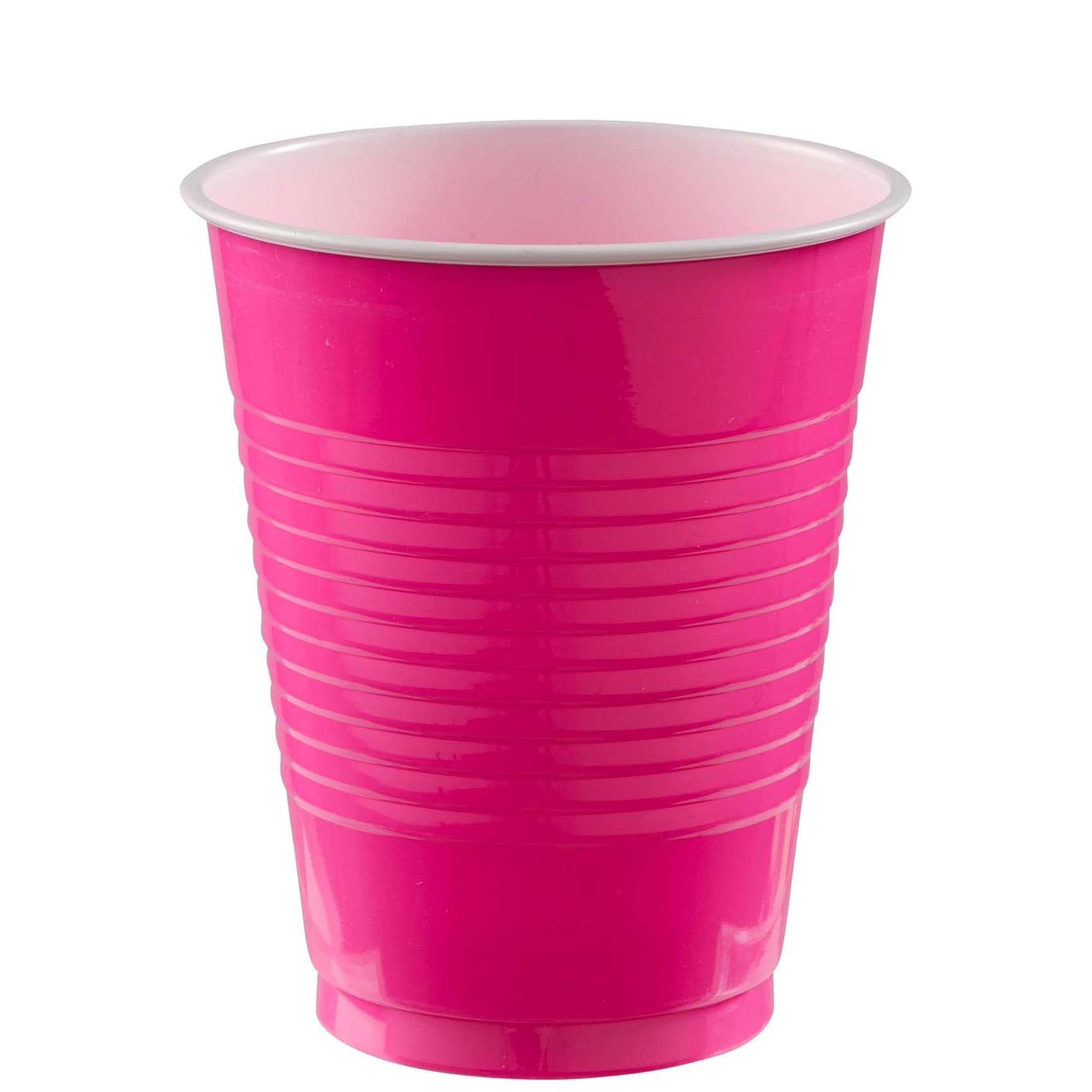 Bright Pink Plastic Cups 18oz 20pcs