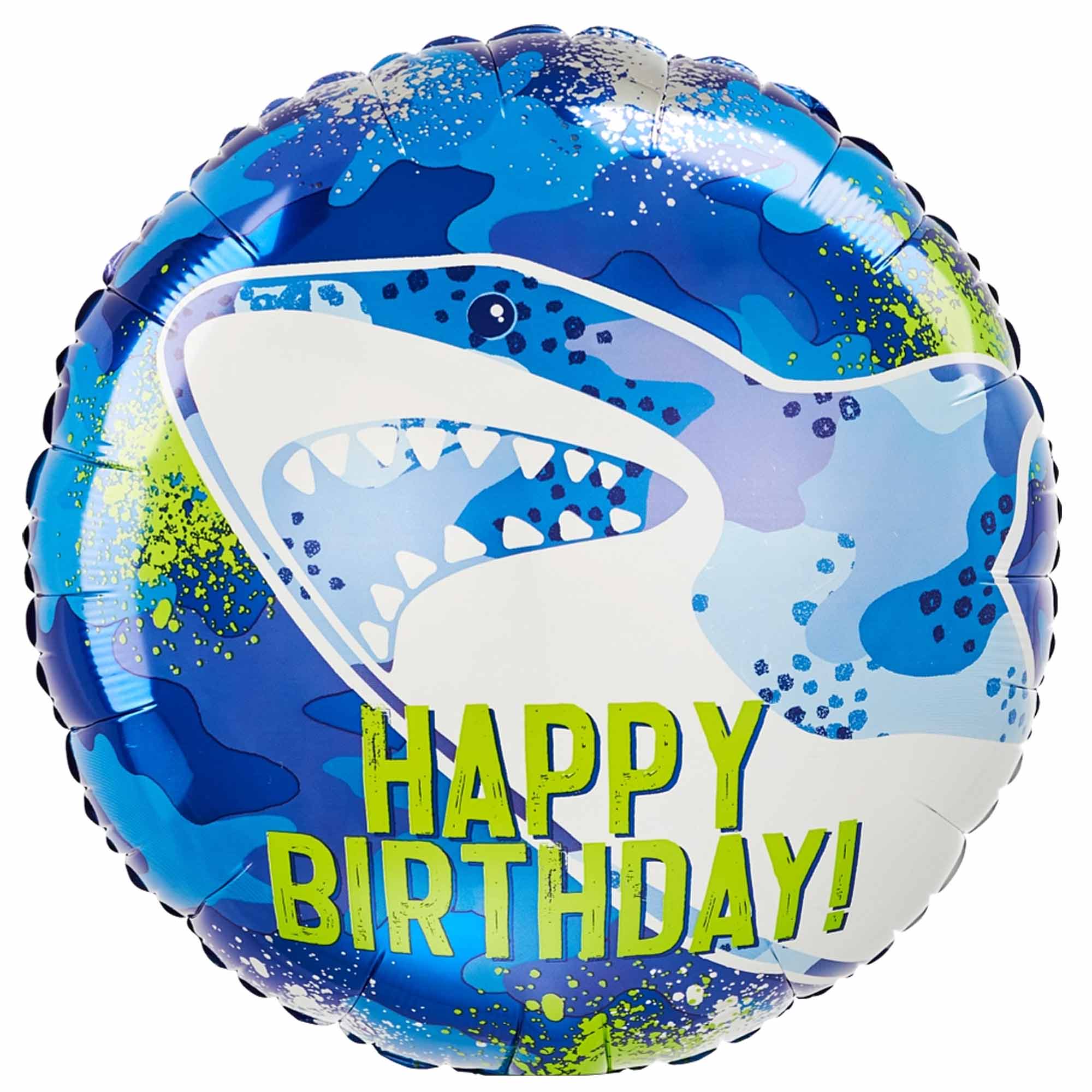 Shark Happy Birthday Foil Balloon 18in