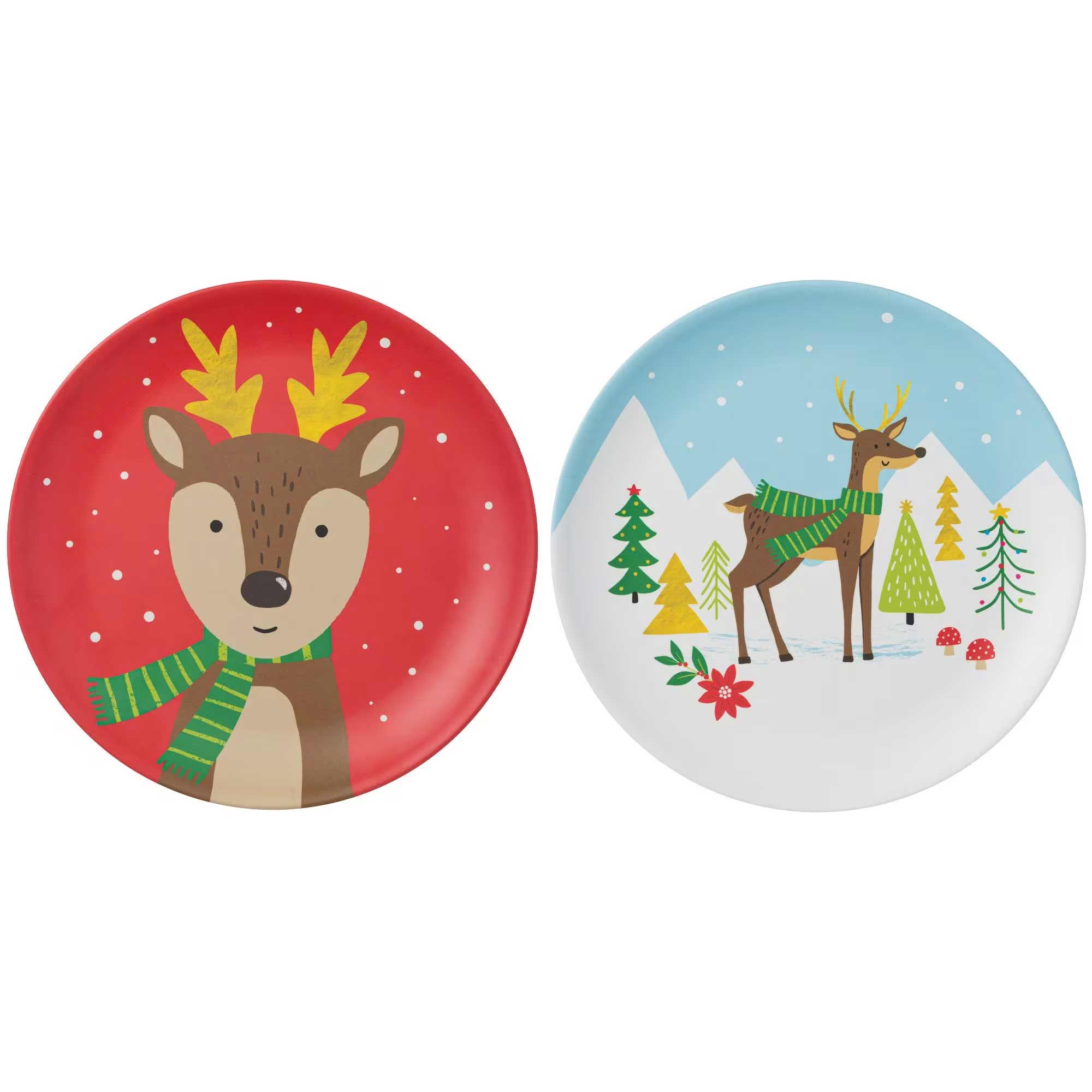 Reindeer Bamboo & Melamine Plate Assortment 10in, 1pc