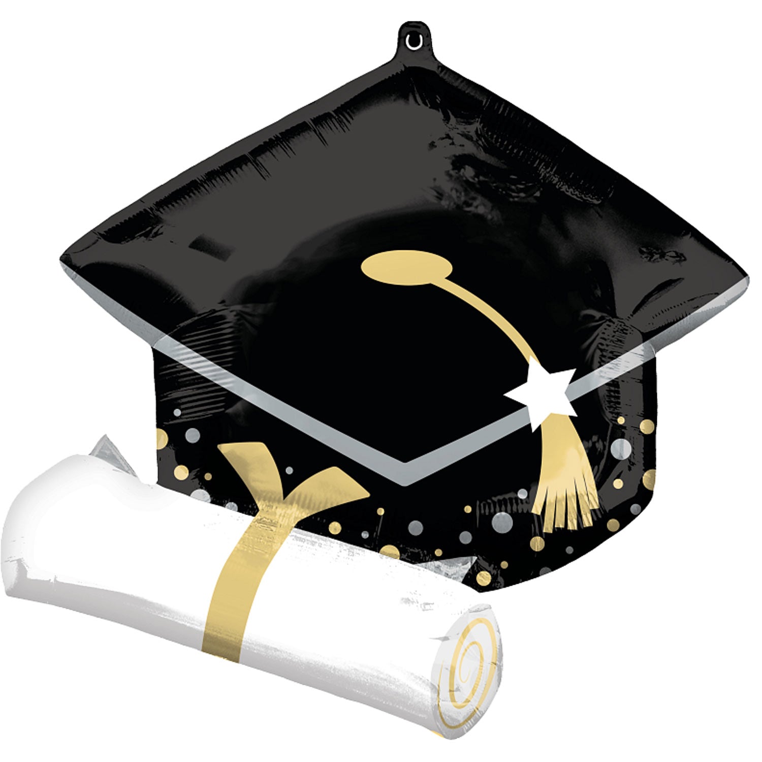 Black Grad Cap & White Diploma SuperShape Balloon 63cm