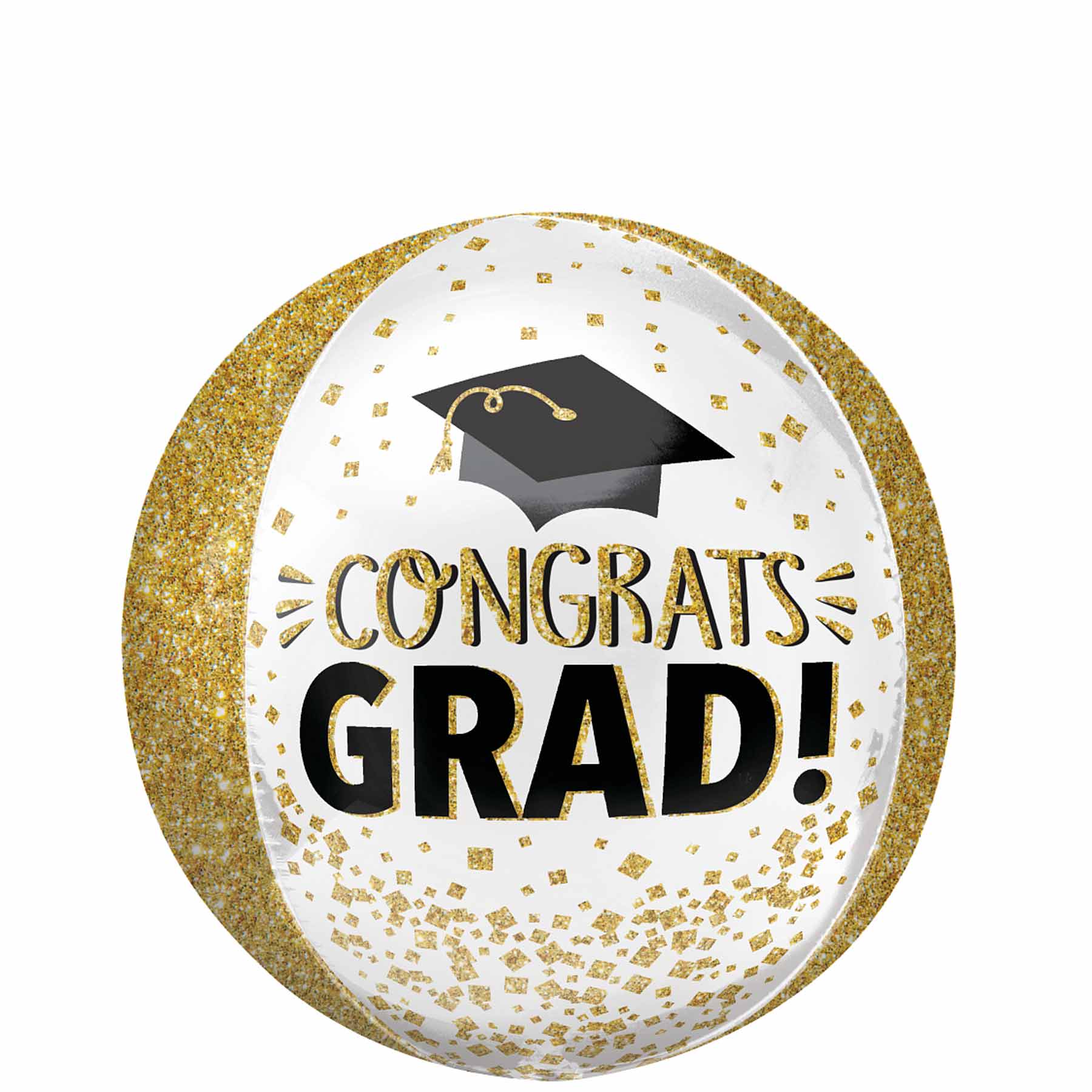Congrats Grad Gold Glitter Orbz Balloon 38x40cm