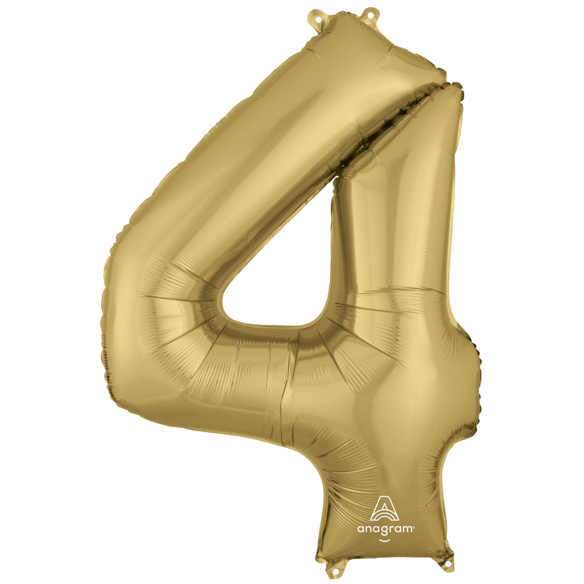 Number 4 White Gold Supershape Foil Balloon