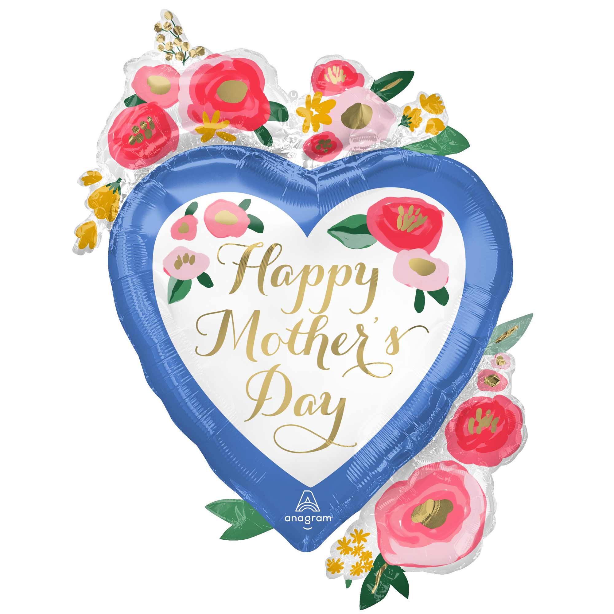 Happy Mothers Day Painted Florals Supershape Foil Balloon