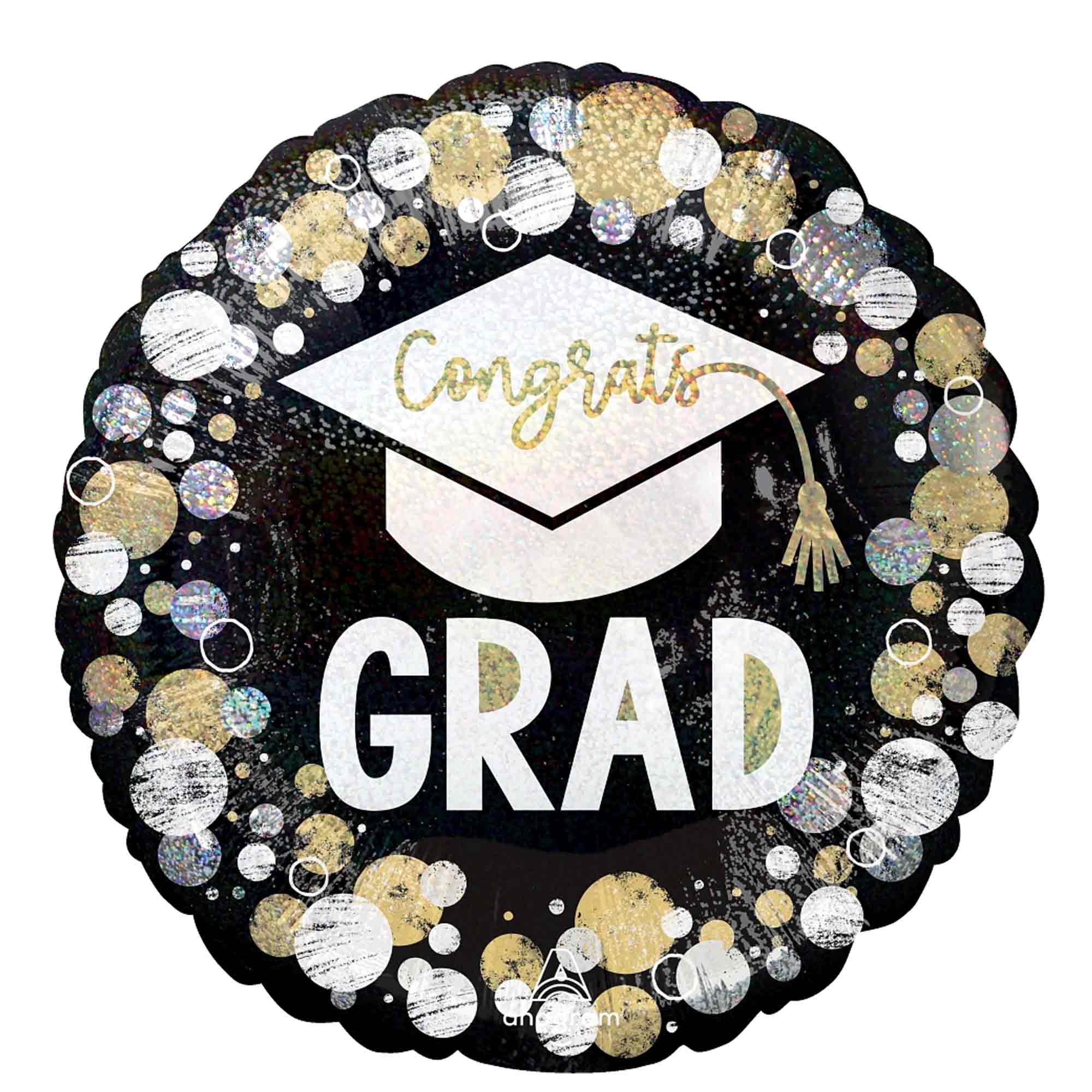 Congrats Grad Cirles And Dots Holographic Balloon 18in