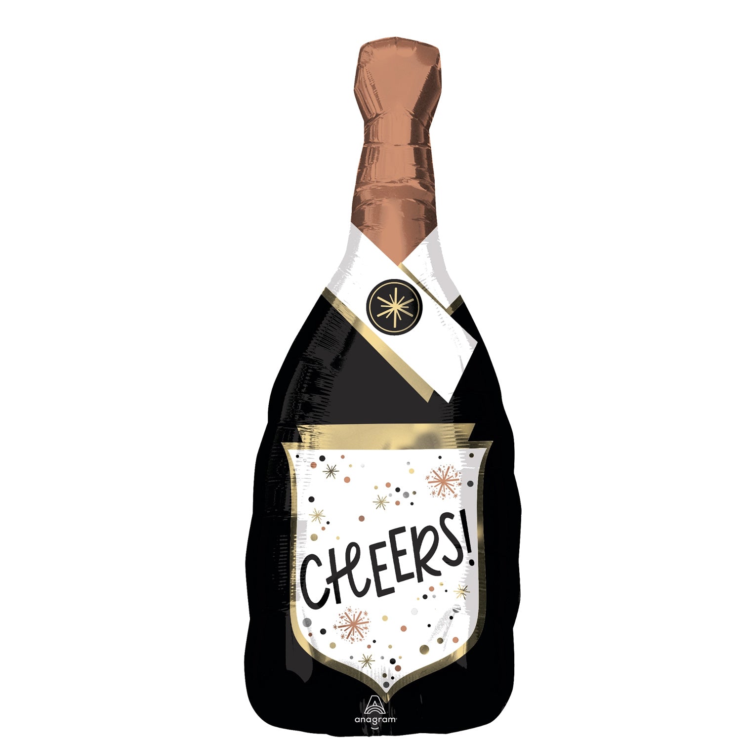 Cheers Confetti Bubbly Bottle Supershape Foil Baloons