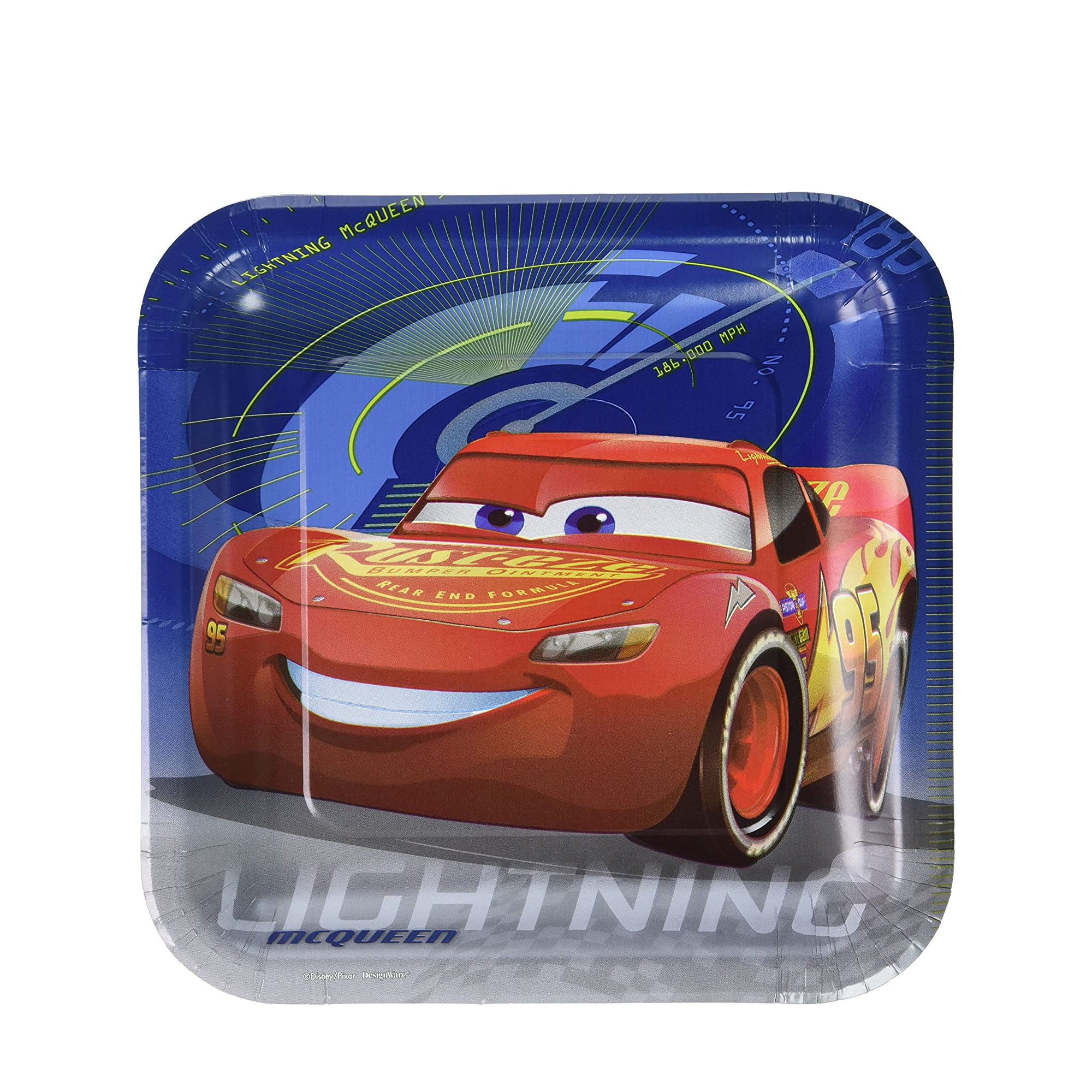 Cars 3 Square Paper Plates 9in, 8pcs
