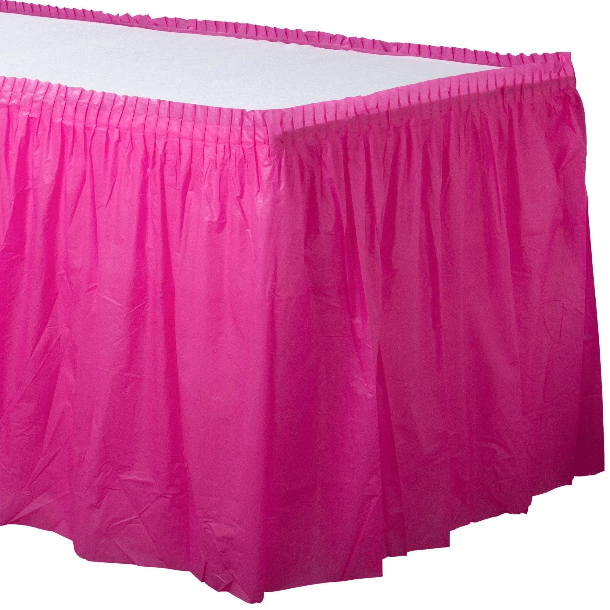 Bright Pink Plastic Tableskirt