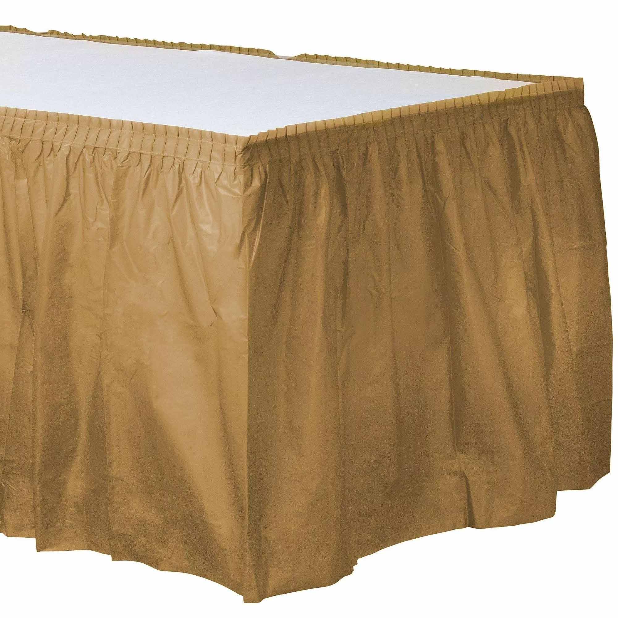 Gold Plastic Table Skirt 21ft x 29in