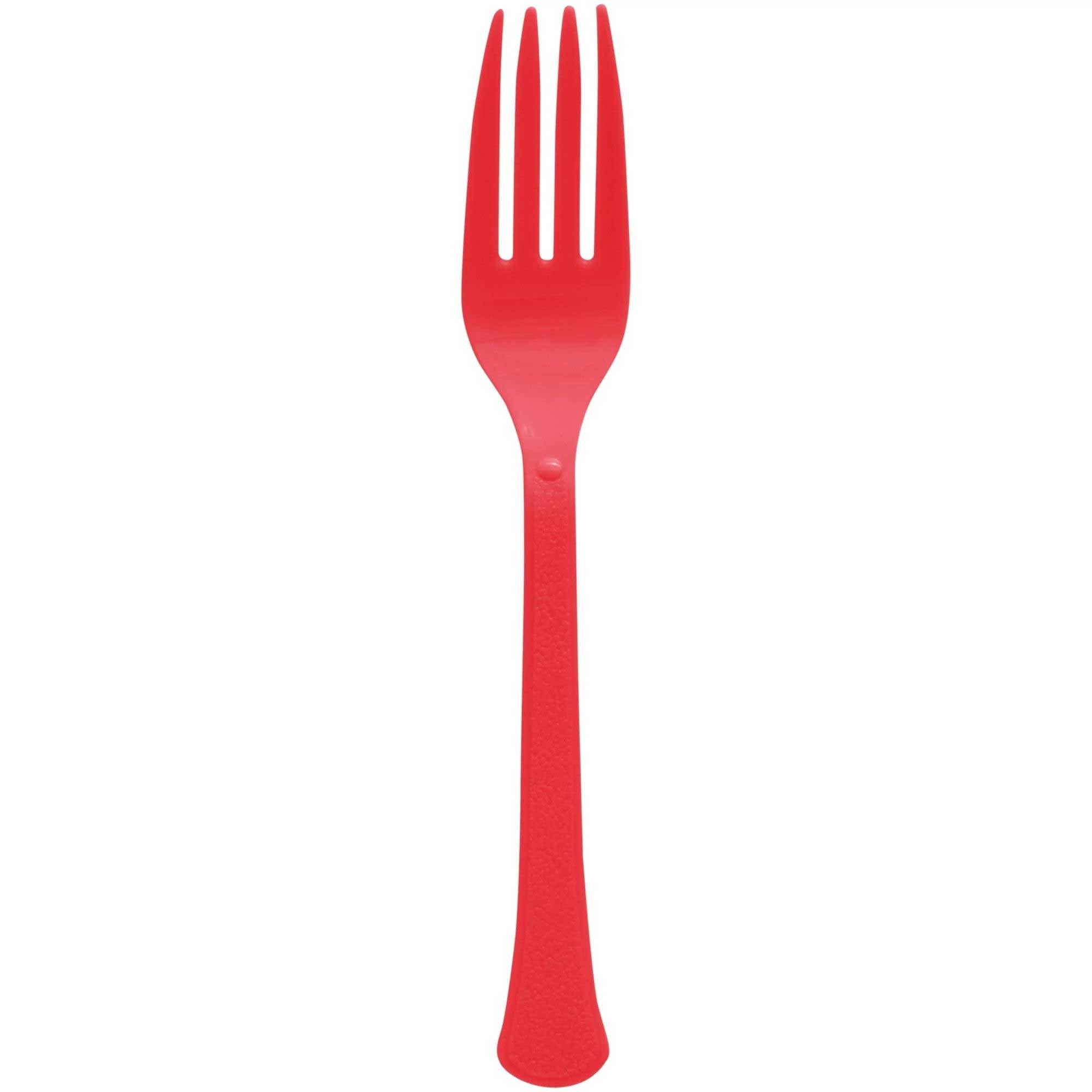 Apple Red Heavy Weight Plastic Forks 20pcs