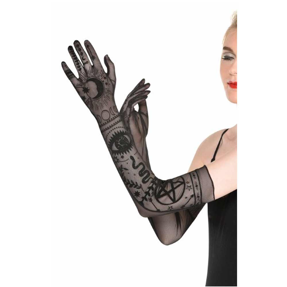 Adult Lunar Witch Long Sheer Gloves