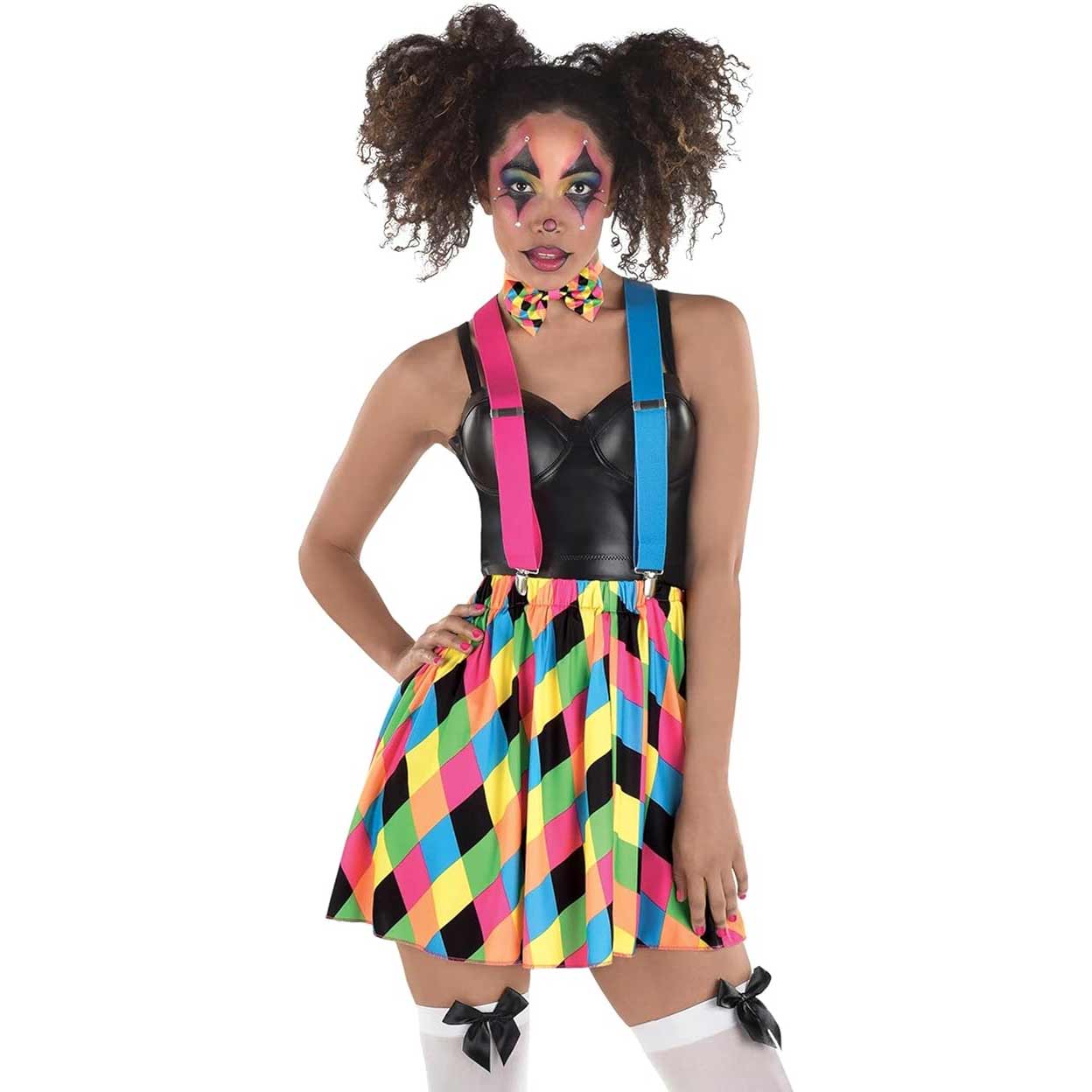 Neon Circus Skater Skirt With Suspender Set
