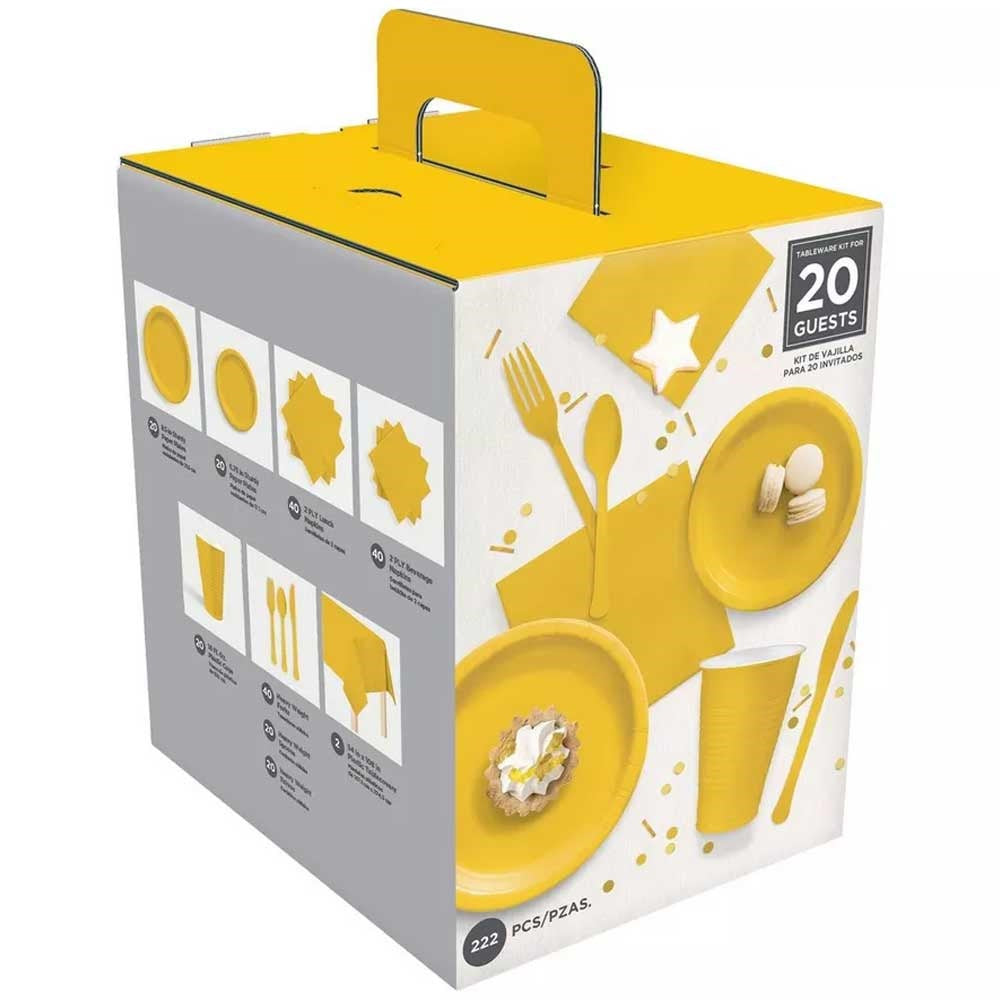 Yellow Boxed Tableware Kit (20 Guests)