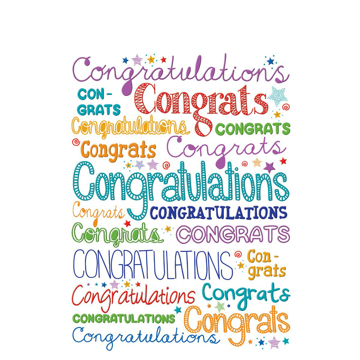 Congratulations All Over Text Greeting Card 12in X 9in