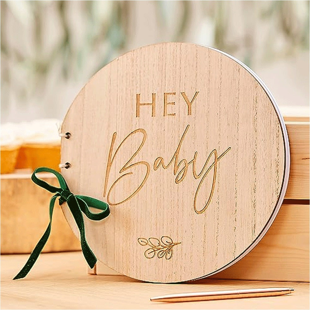 Botanical Baby Wooden Guest Book