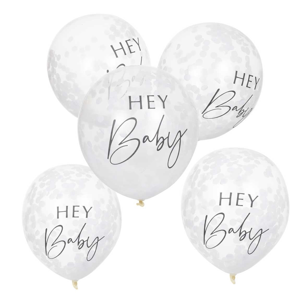 Botanical Baby Hey Baby Shower Latex Balloons 12in, 5pcs