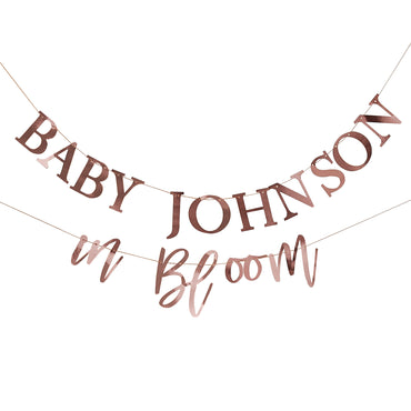Baby in Bloom Rose Gold Customisable Baby Shower Bunting