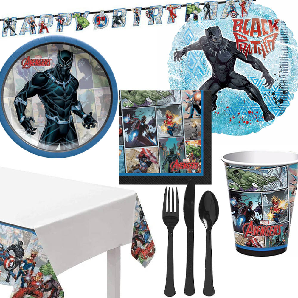 Black Panther 59 Pieces Tableware Party Supplies for 8 Guests