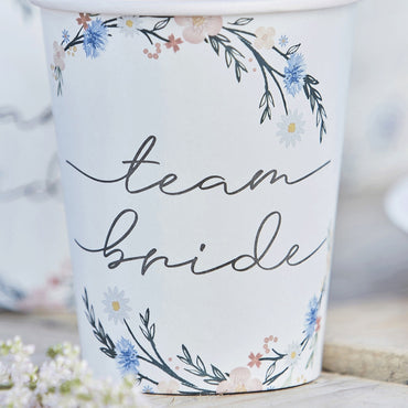 Boho Bride Paper Cups 9oz, 8pcs