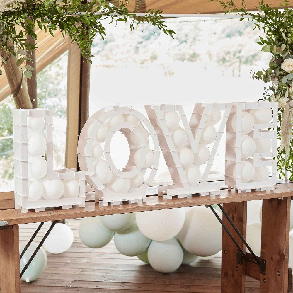 Botanical Wedding Balloon Mosaic Love Shape