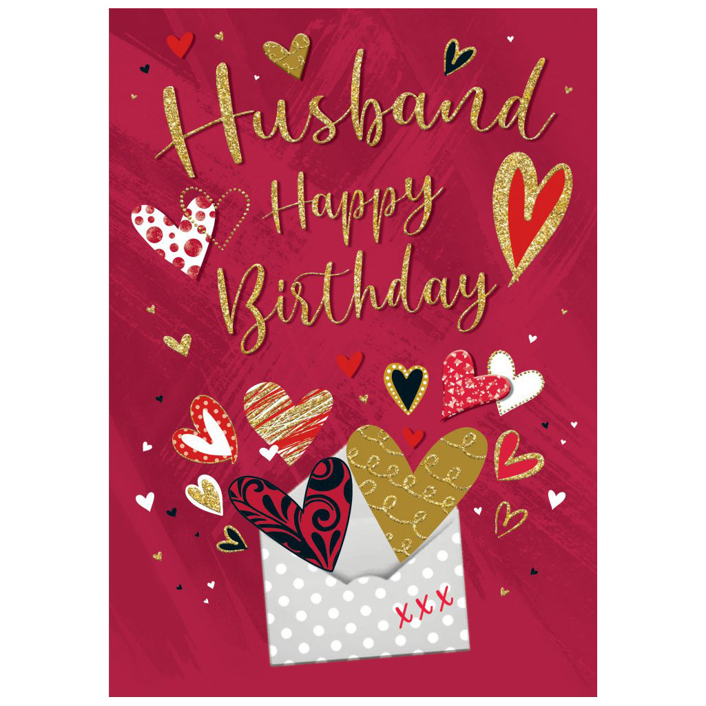 Huge Hugs Husband Birthday Hearts Greeting Card 17.5in X 12.5in