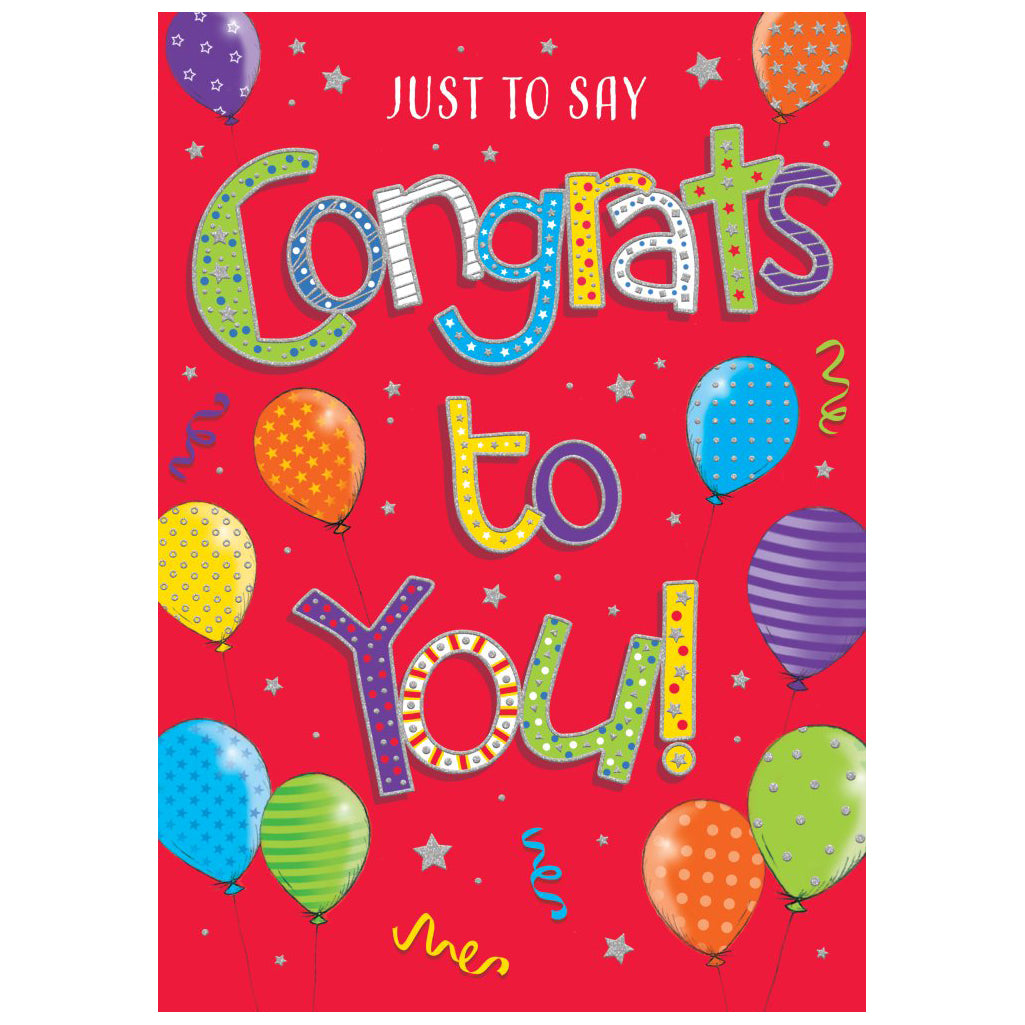 Huge Hugs Congrats Balloons Greeting Card 17.5in X 12.5in