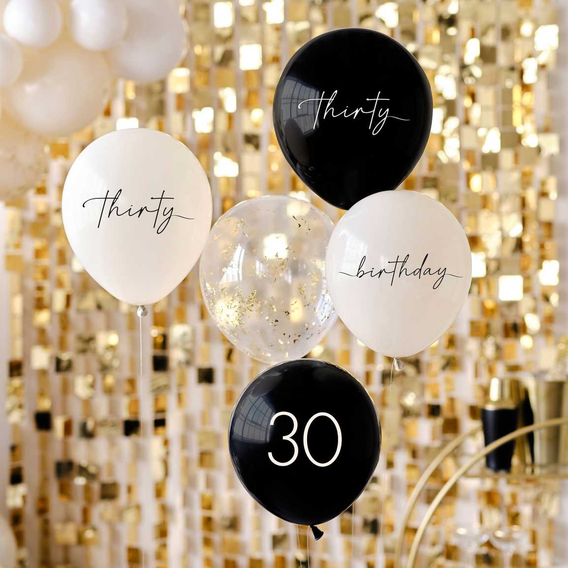 30th Birthday Golden Age Latex Balloons 5pcs