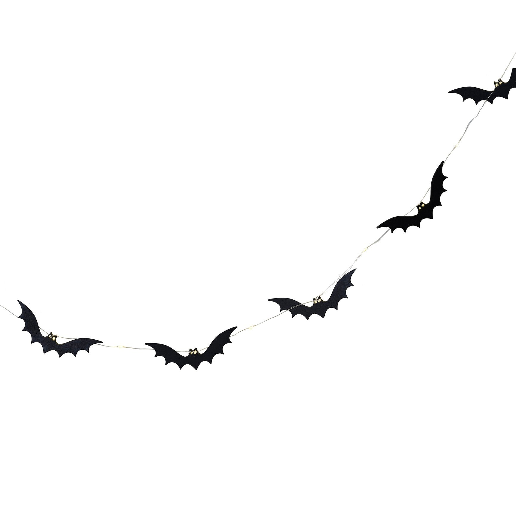 Halloween Black Bat Wooden Bunting with Light Up Eyes