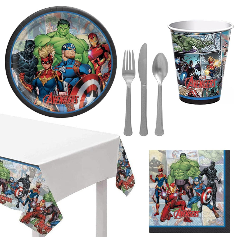 Avengers Basic 57 Pieces Tableware Party Supplies for 8 Guests