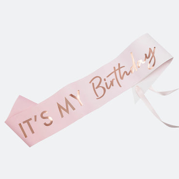 Mix It Up Its My Birthday Pink and Rose Gold Foiled Ombre Birthday Sash