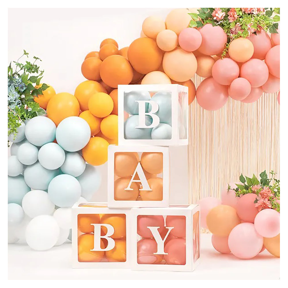 Baby White Balloon Boxes 4pcs