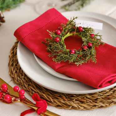 Foliage and Berry Christmas Napkin Rings