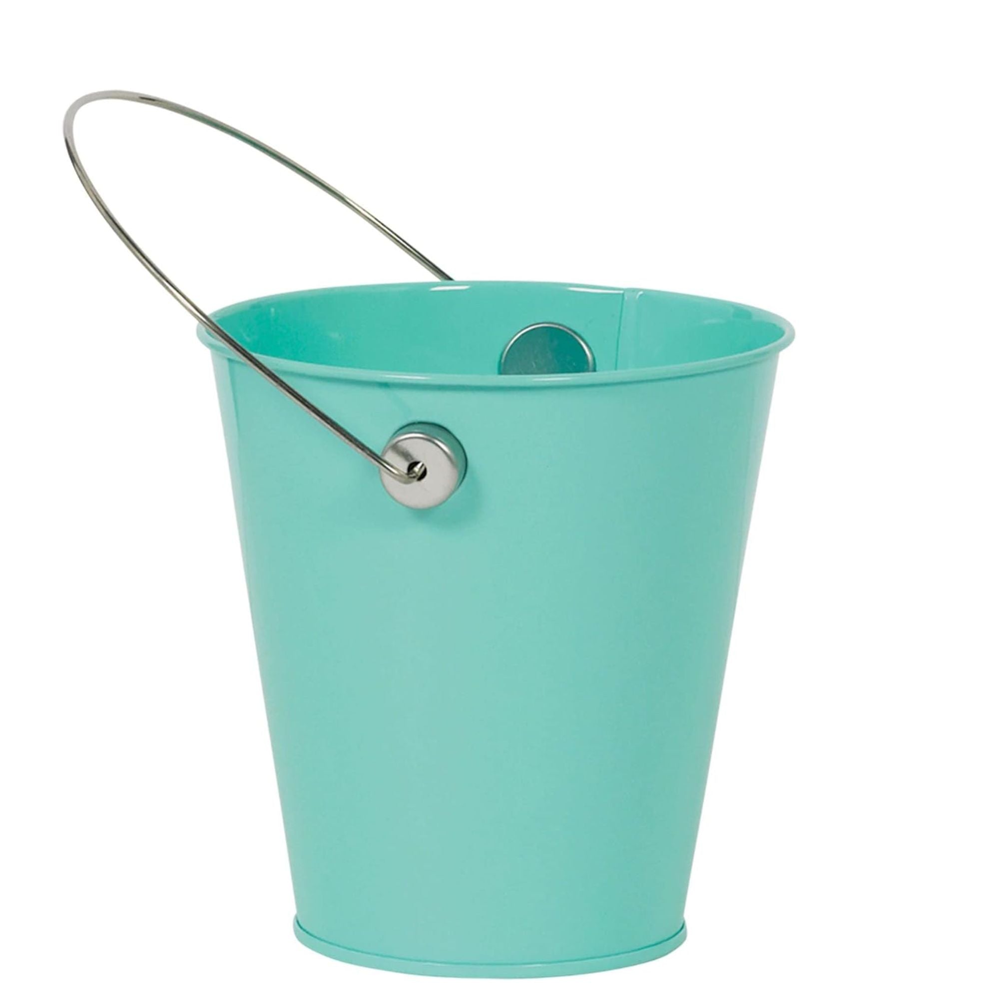 Robins Egg Blue Metal Bucket With Handle