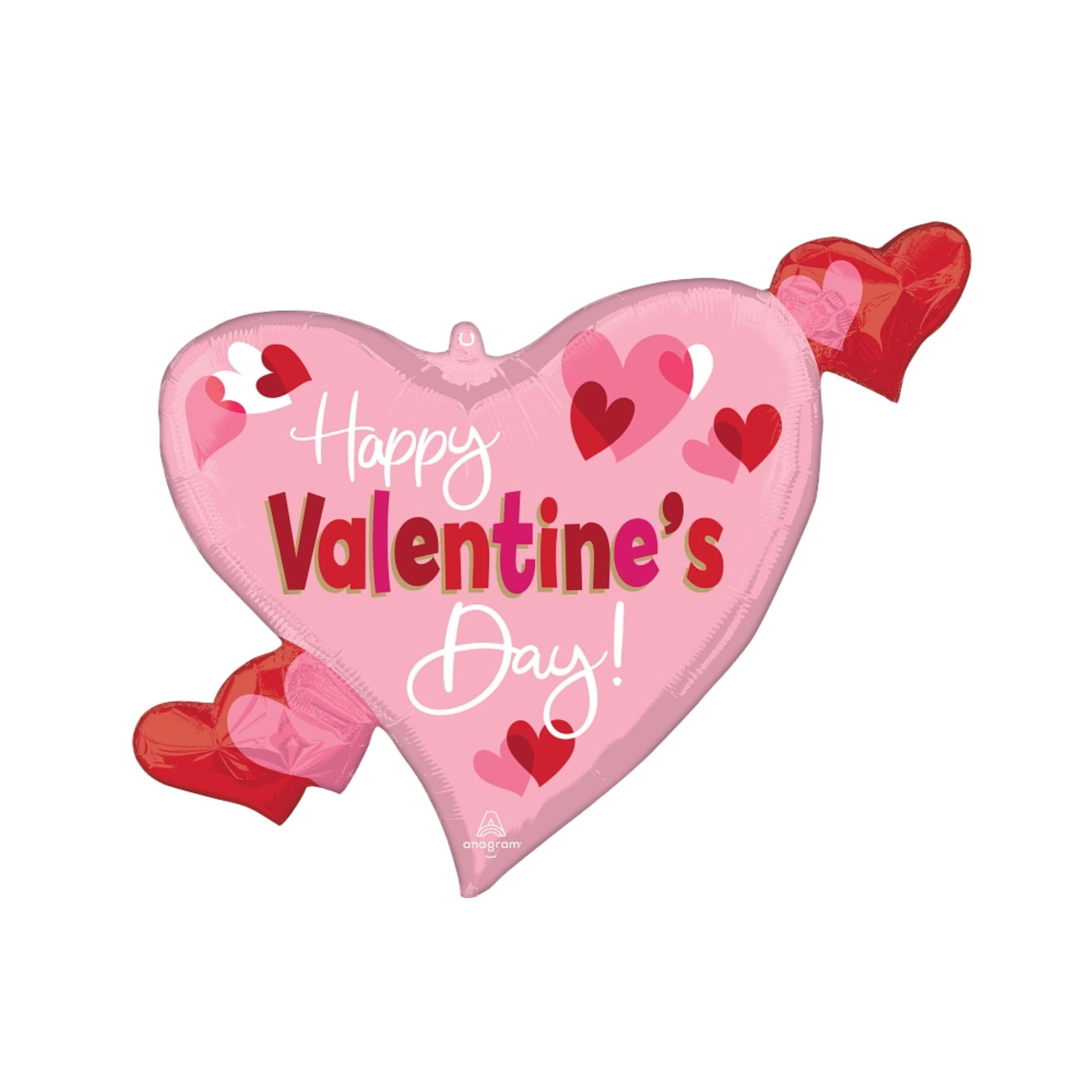 Happy Valentines Day Playful Swirly Heart Standard Shape Foil Balloon