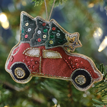Red Velvet Car Hanging Christmas Tree Decoration