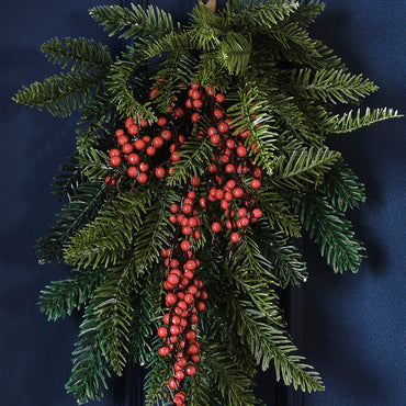 Foliage Christmas Door Swag with Berries