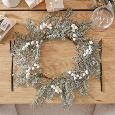 Foliage Christmas Table Place Mats with Berries